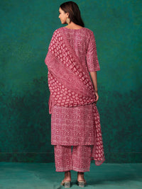 KALINI Ethnic Motifs Embroidered Regular Straight Kurta with Palazzos & Dupatta
