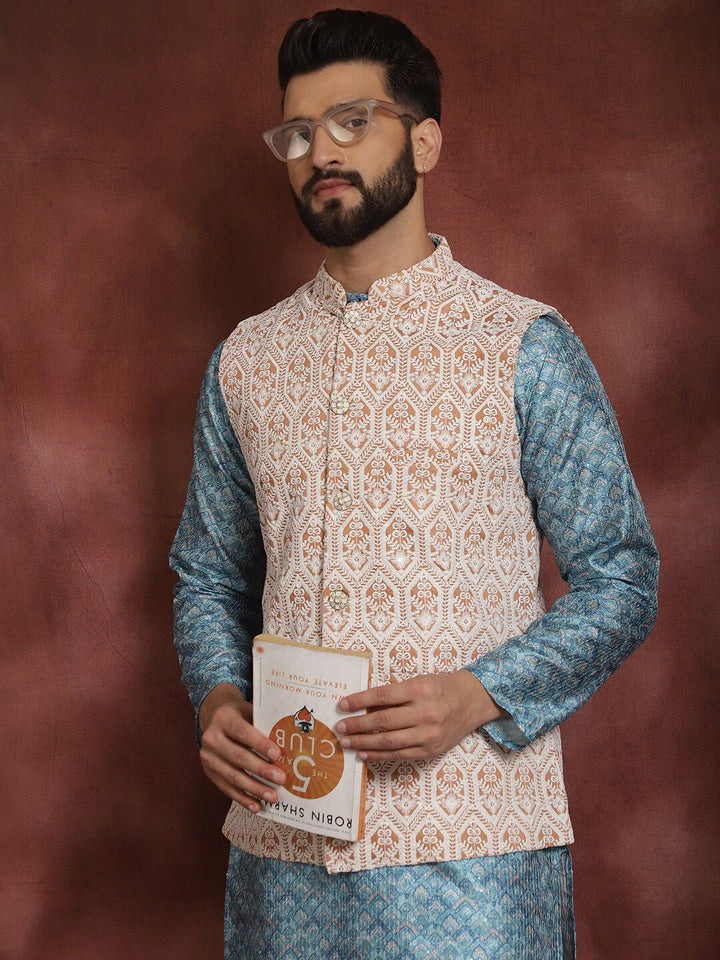 Anouk Geometric Printed Regular Thread Work Straight Kurta with Churidar