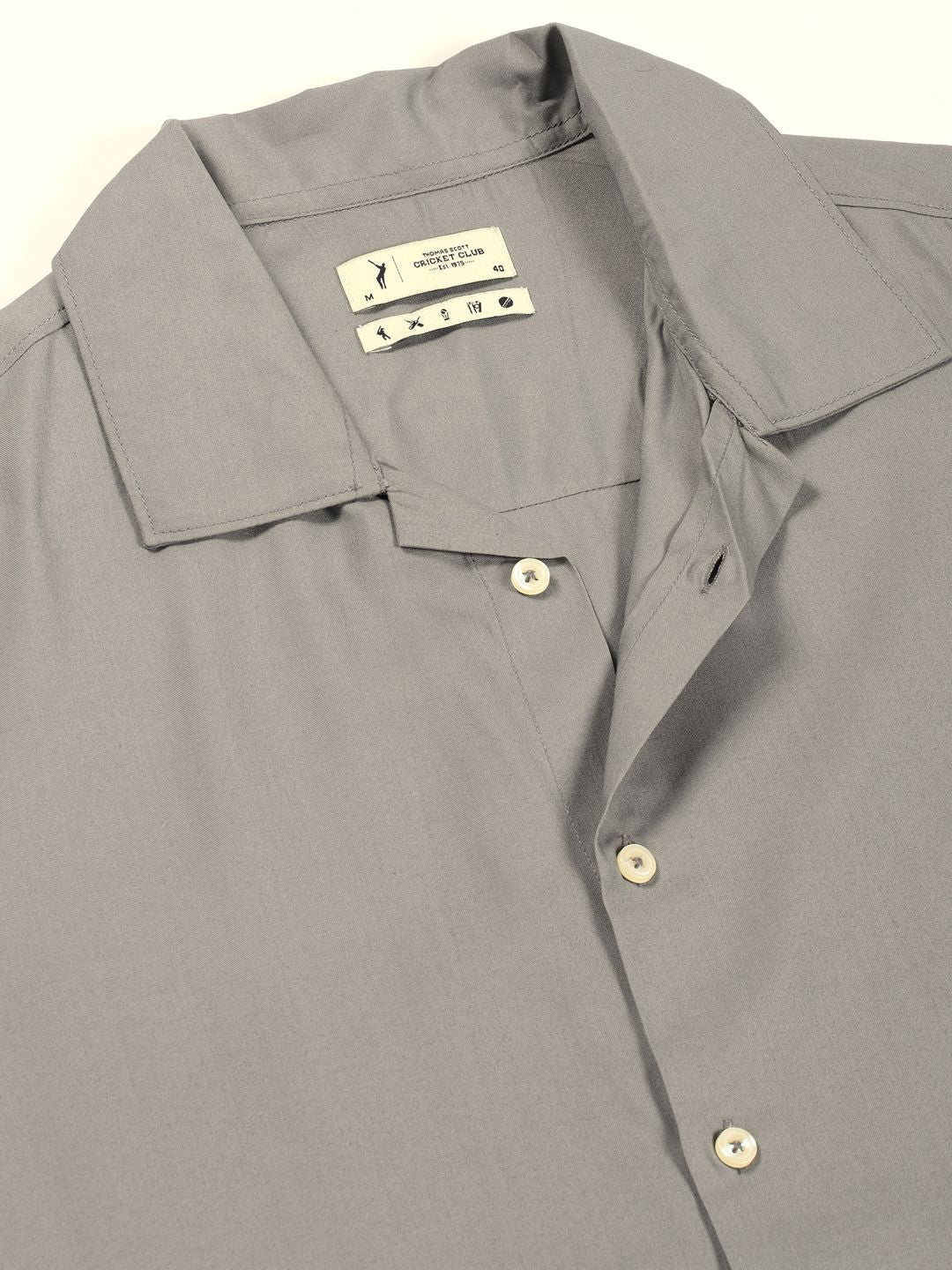 Thomas Scott Men Premium Cuban Collar Solid Oversized Casual Shirt