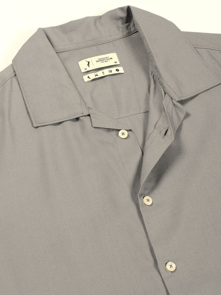 Thomas Scott Men Premium Cuban Collar Solid Oversized Casual Shirt