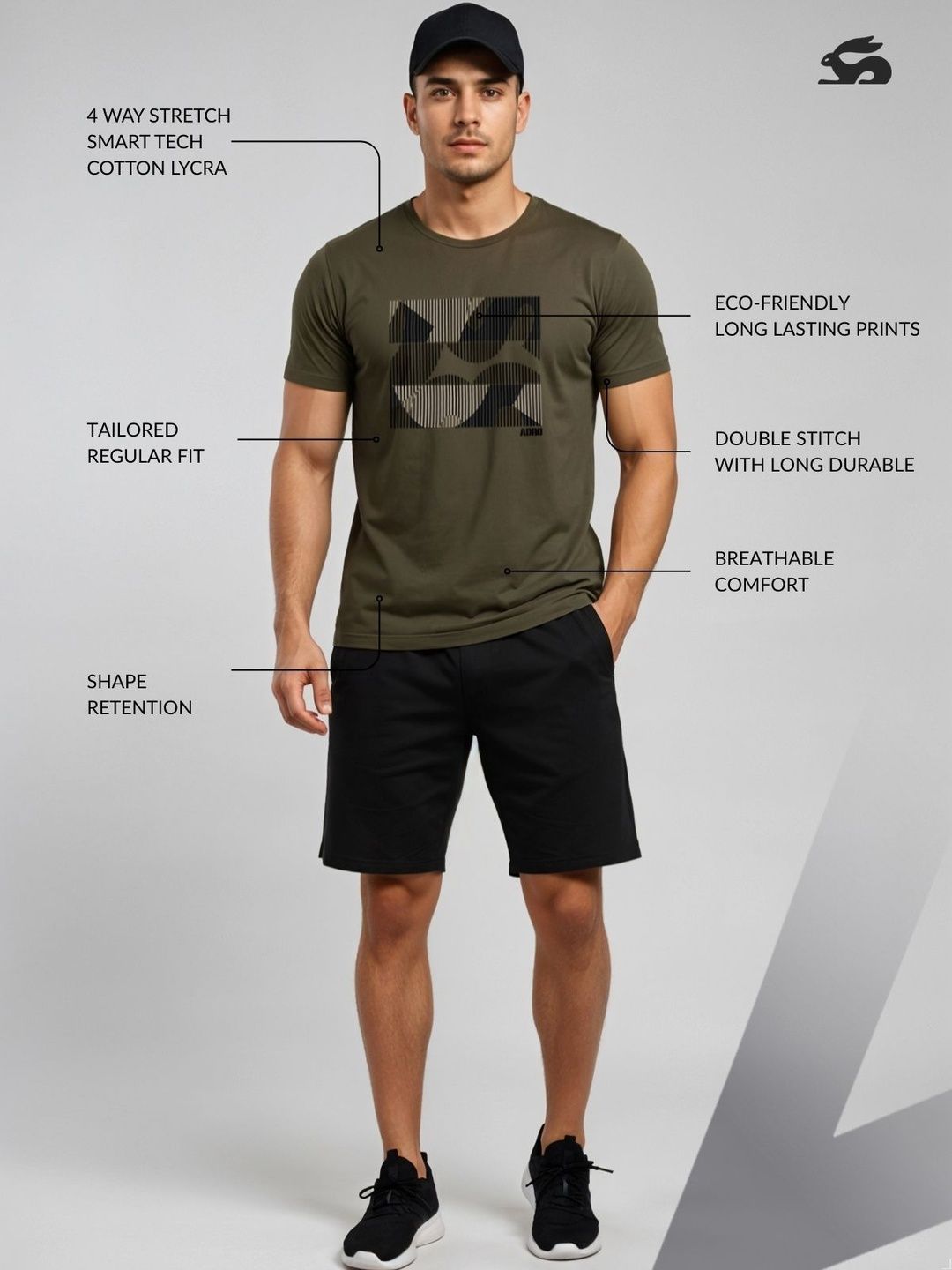 ADRO Abstract Printed Short Sleeves Cotton Regular Fit T-shirt