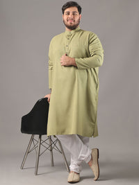 SOJANYA PLUS Plus Size Lelaki Band Collar Pure Cotton Kurta Lurus Dengan Piyama