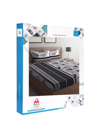 Myntra Elegant Homes Grey & Black Geometric Printed 300 TC King Bedsheet Set 2.5 x 2.2 m