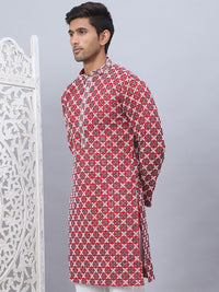 Jompers Floral Printed Mandarin Collar Straight Kurta