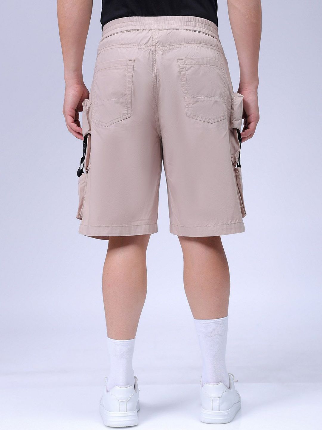 The Indian Garage Co Men Relaxed Fit Pure Cotton Utility Cargo Shorts