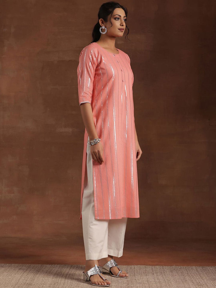 Libas Striped Gotta Patti Cotton Straight Kurta
