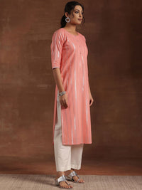 Libas Striped Gotta Patti Cotton Straight Kurta
