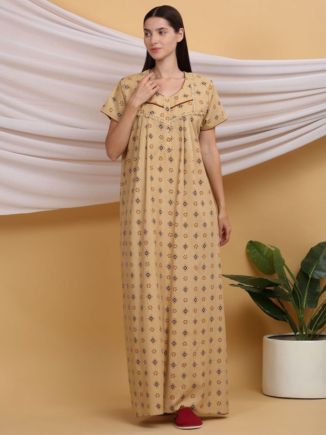 Sweet Dreams Printed Pure Cotton Maxi Nightdress