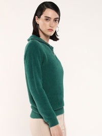 RAREISM Women Solid Mock Collar Pullover