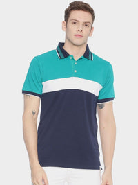 ADRO Men Colourblocked Polo Collar T-shirt