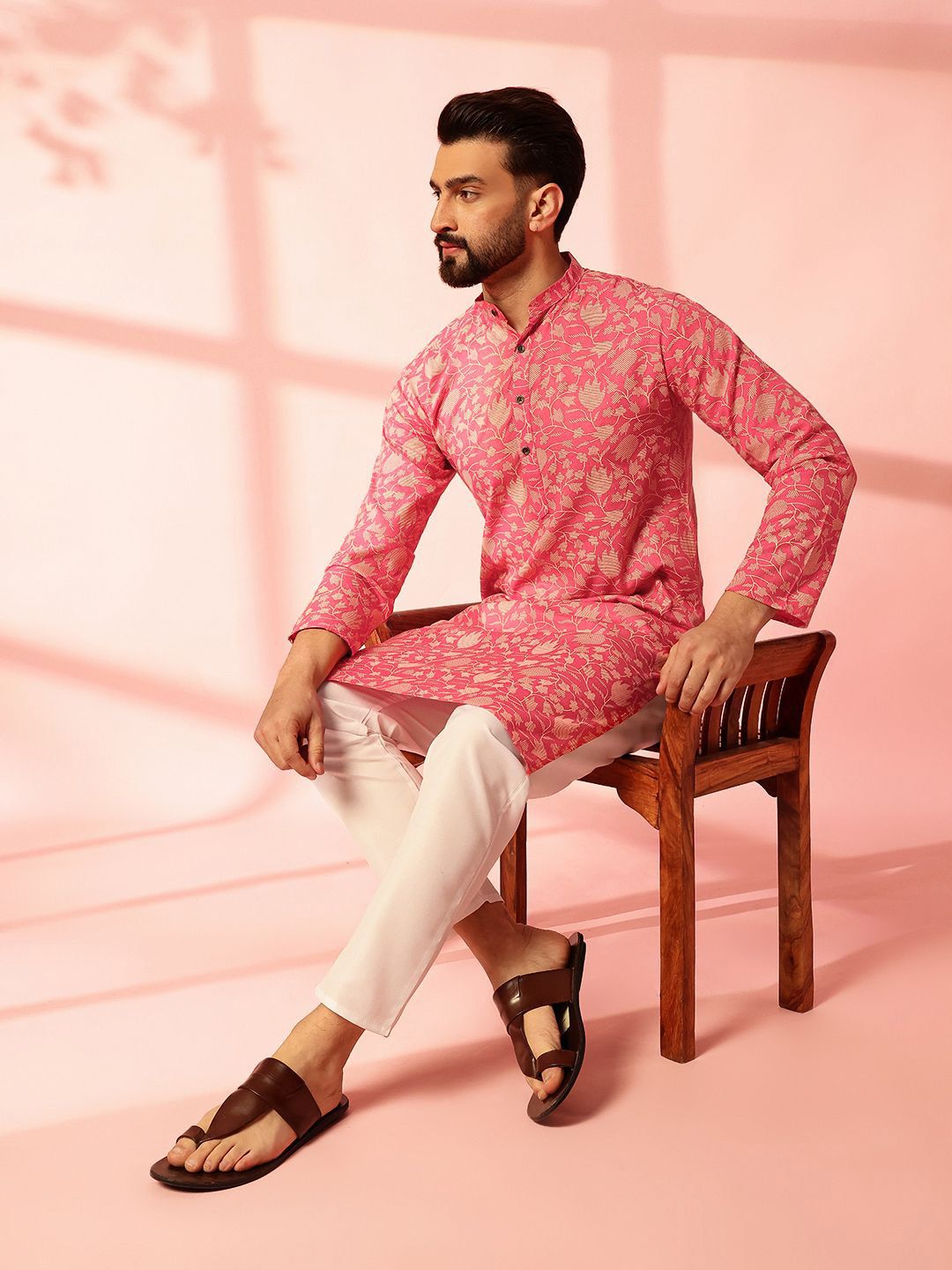 Anouk Men Floral Printed Regular Kurta with Pyjamas