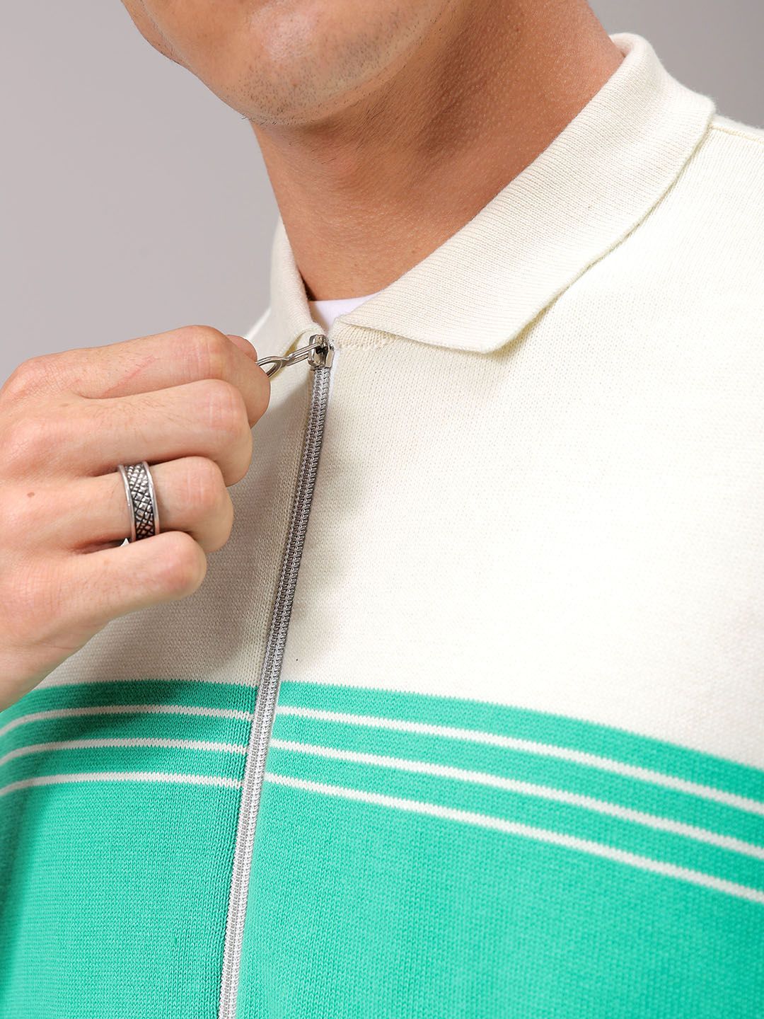 The Indian Garage Co Men Relaxed Fit Striped Flat Knit Polo Resortwear Shirt