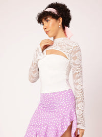 DressBerry Lacy Fling Cut-Out Fitted Top