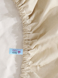 Myntra Elegant Homes Beige Floral Cotton 300 TC Fitted King Cadar Tempat Tidur Halus dengan 2 Sarung Bantal-98 x 87 inci