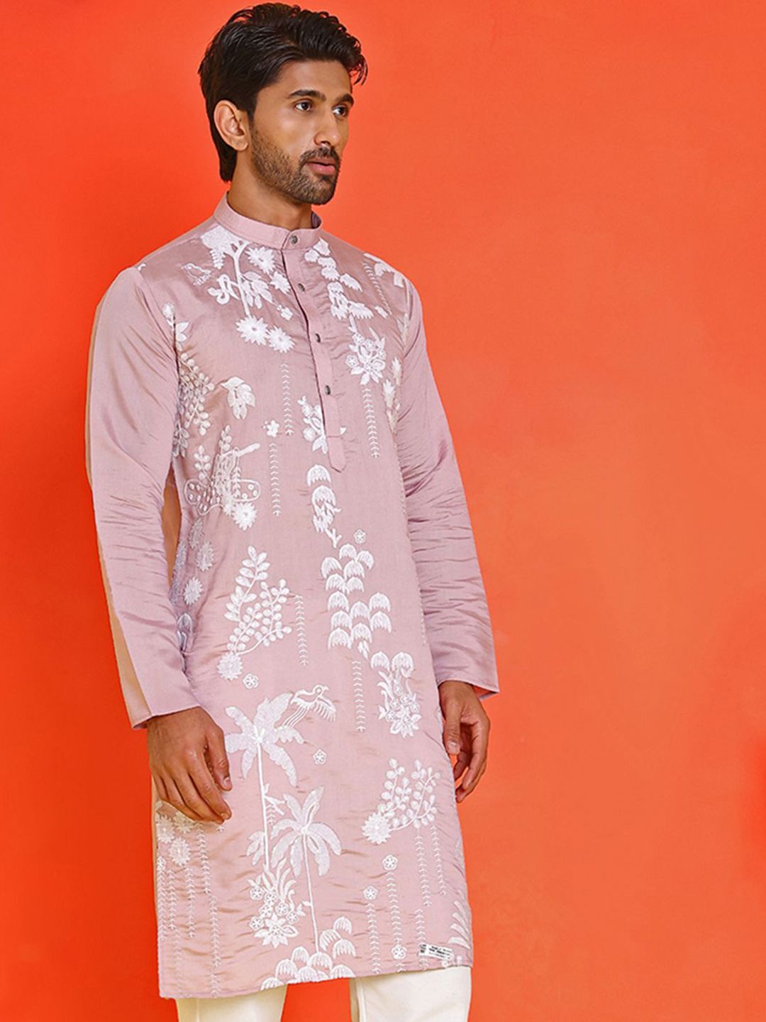 Jompers Men Floral Embroidered Chikankari Floral Kurta