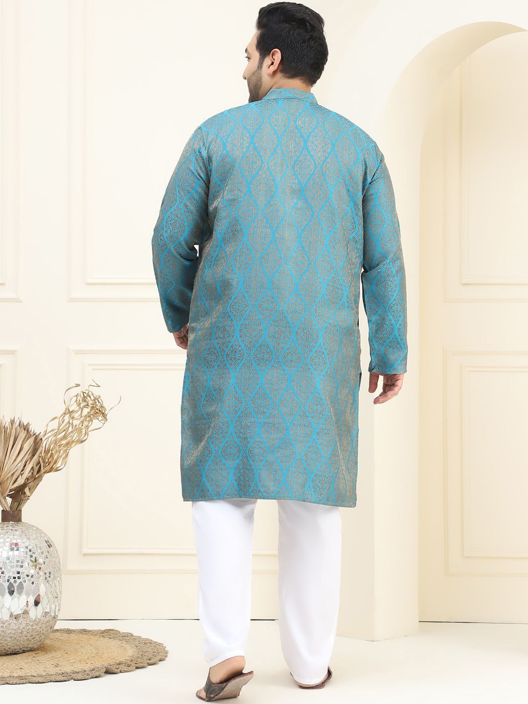 SOJANYA PLUS Plus Size Tenunan Rekaan Kurta Lurus dengan Piyama