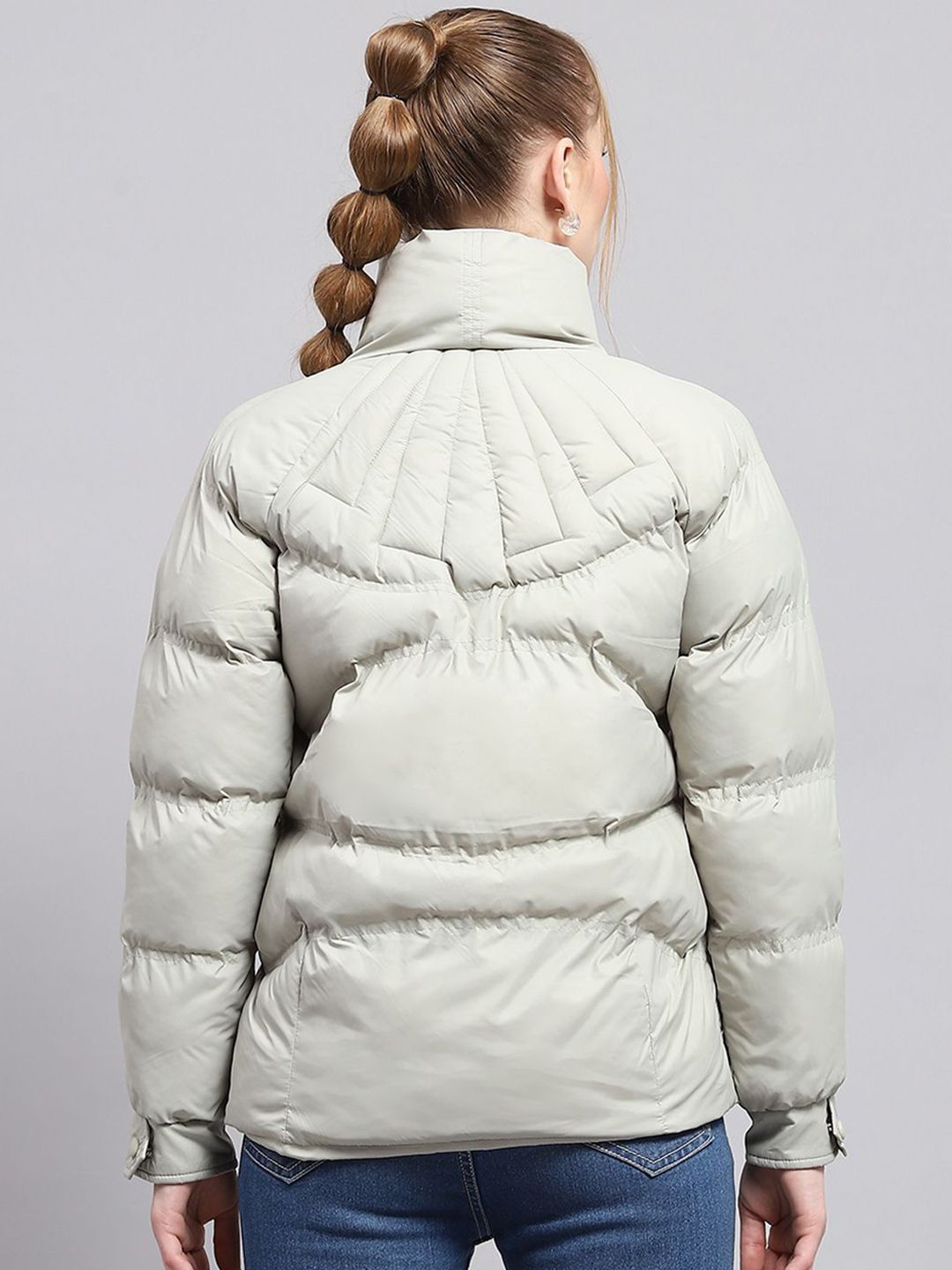 Monte Carlo Women Mock Collar Solid Casual Puffer Jacket