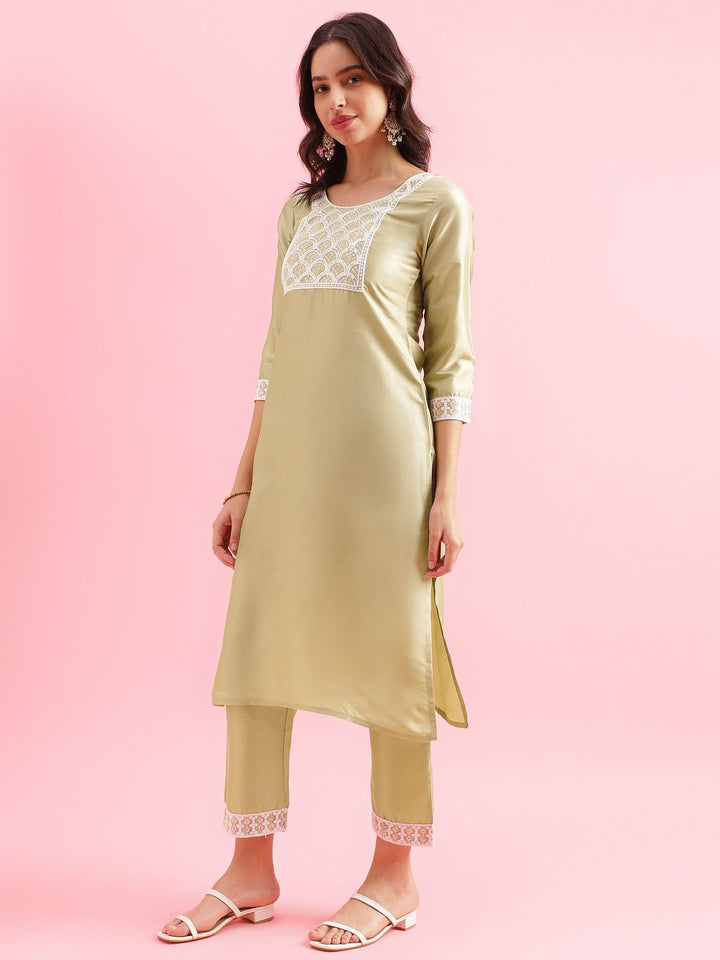 KALINI Women Floral Embroidered Regular Sequinned Kurta with Trousers & Dupatta