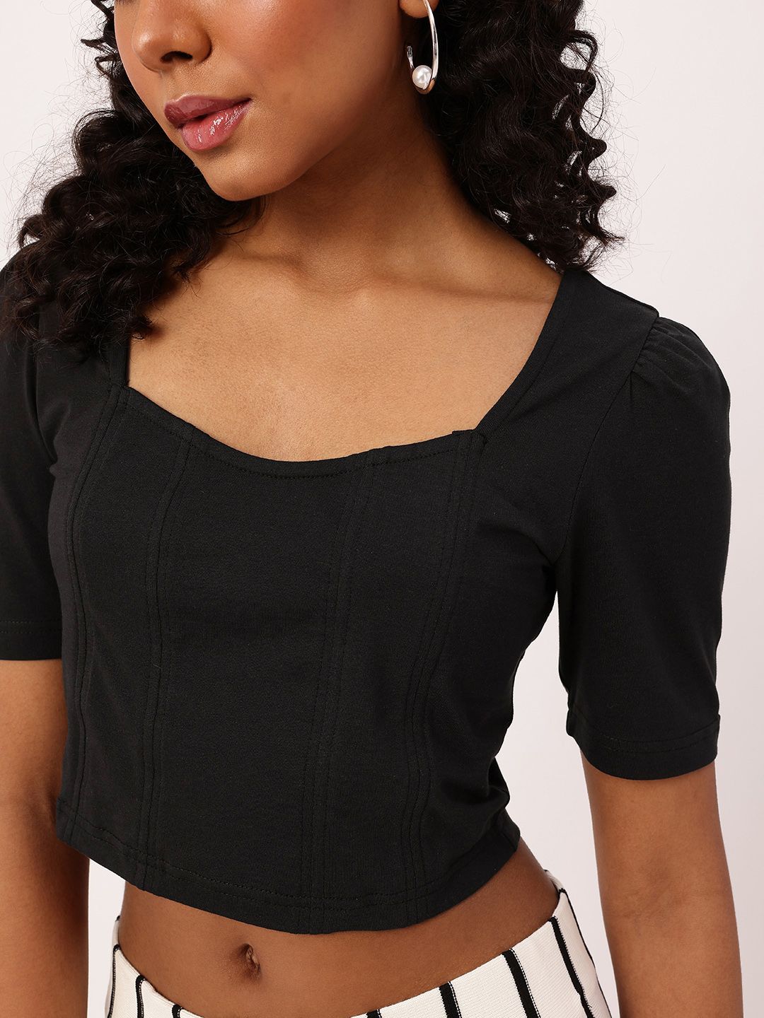 DressBerry Angelical Gathered Crop Corset Top
