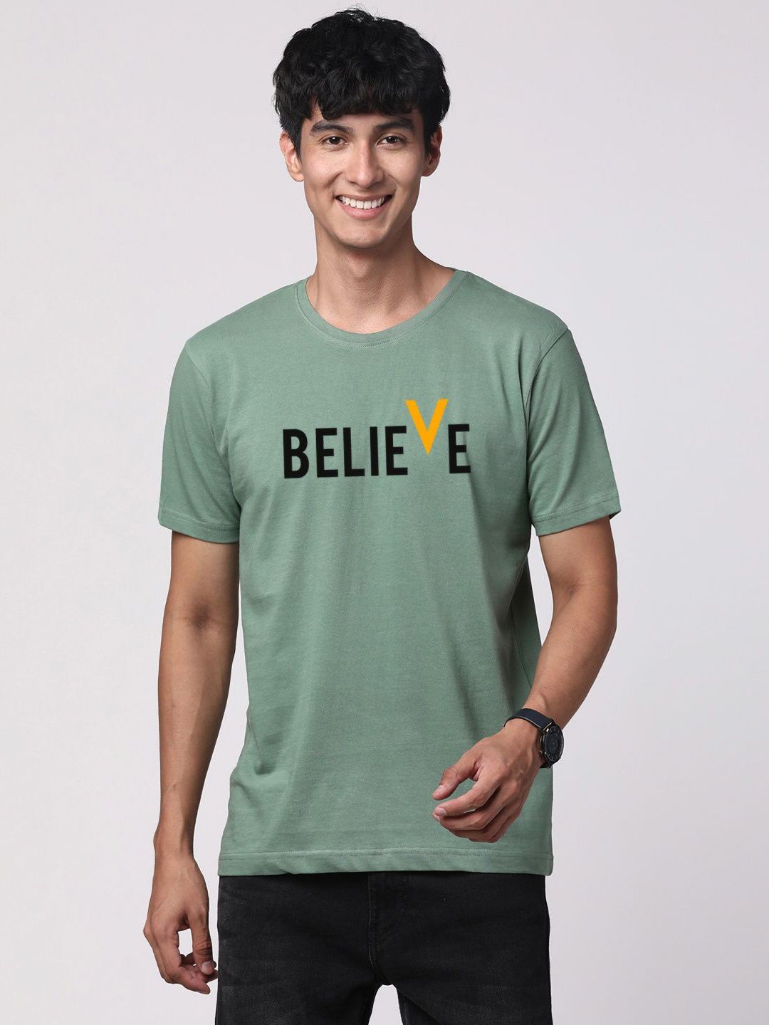 Pek ADRO Lelaki dengan 3 T-shirt Kapas Leher Bulat Bercetak Grafik
