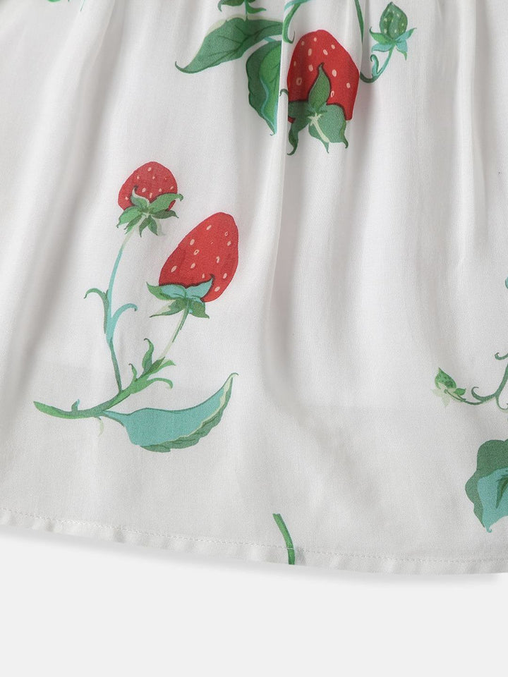 Nauti Nati Girls Soft Rayon Cotton Strawberry Print Frock