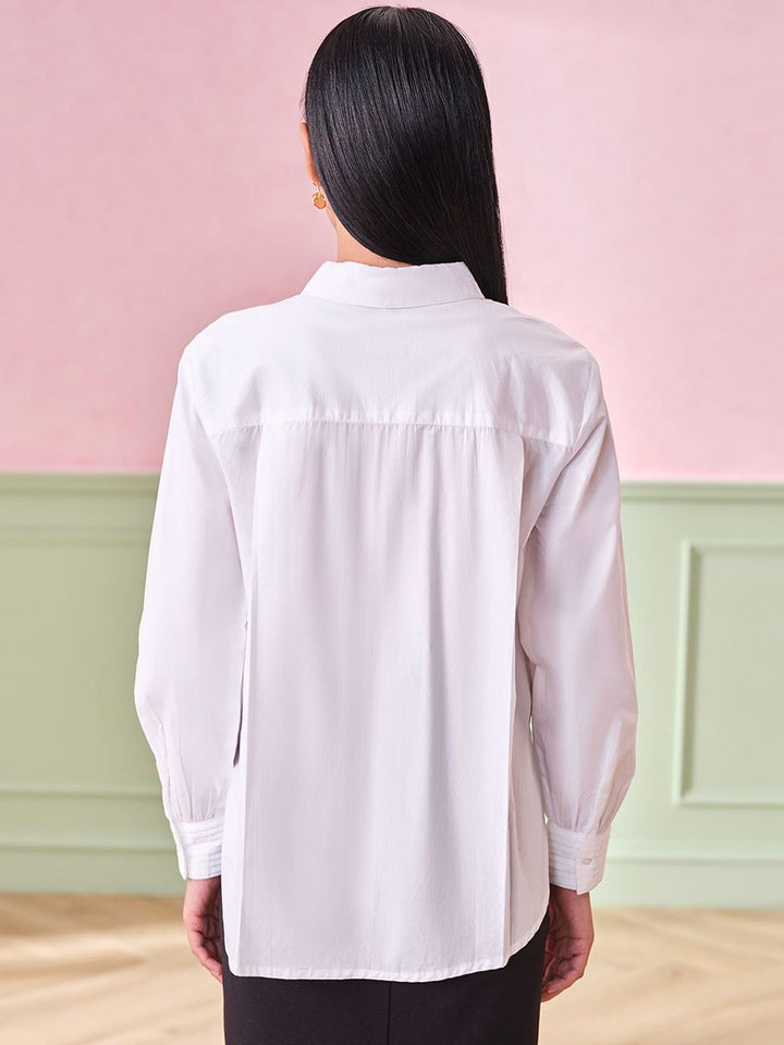 AND Women Shirt Collar Cotton Top