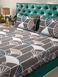 Myntra Elegant Homes Jaipuri Print Coklat Abstrak Kapas 300 TC Cadar Katil Halus King dengan 2 Sarung Bantal-250 x 225 sm