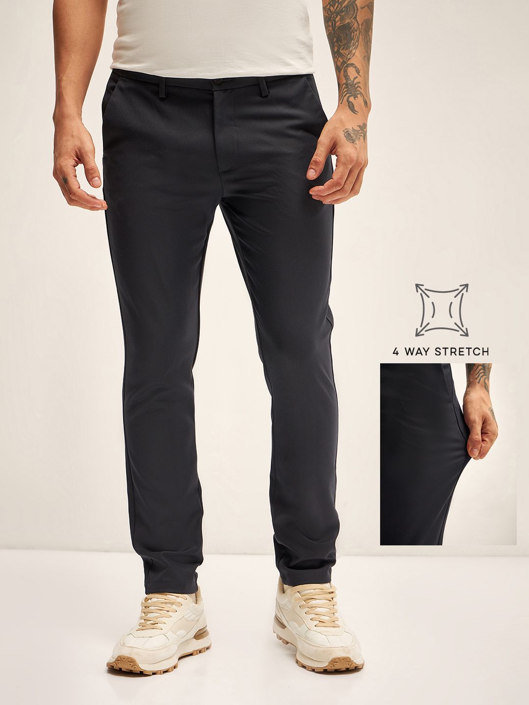 THE BEAR HOUSE Men Slim Fit Chinos Trousers
