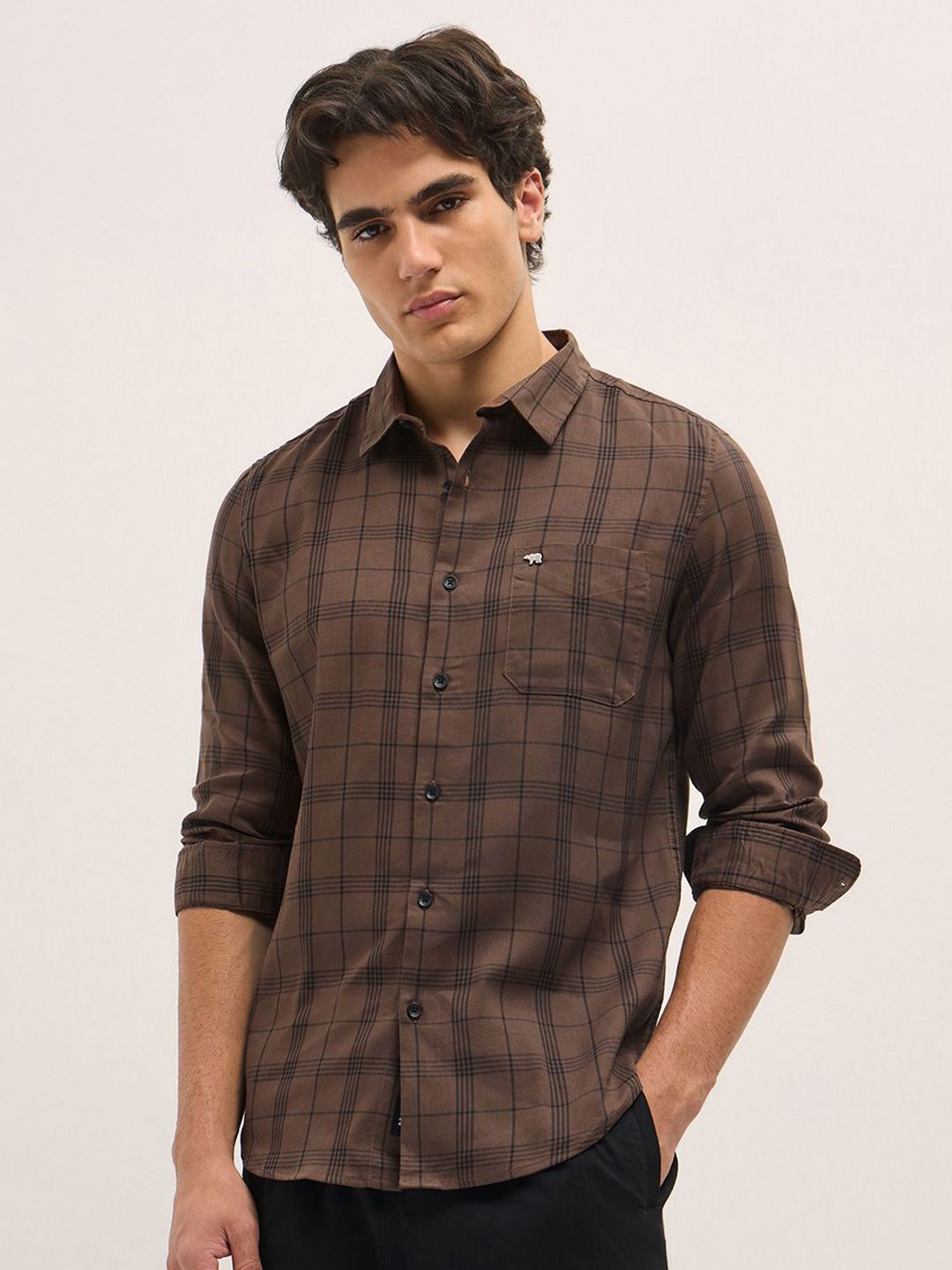 THE BEAR HOUSE Men Slim Fit Opaque Checked Casual Shirt