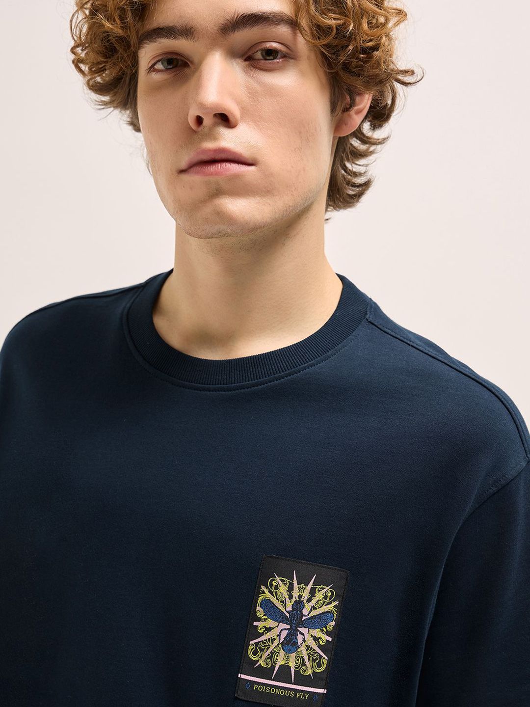 THE BEAR HOUSE Men Oversized Fit Back Printed Pure Cotton T-shirt