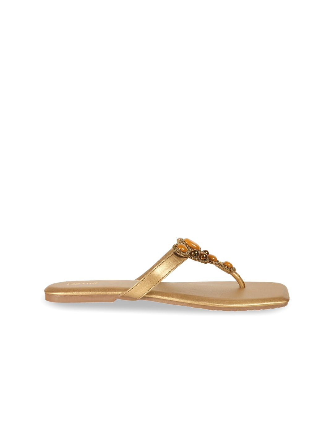Metro Women Textured T-Strap Flats