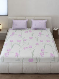 Monte Carlo Stanley Lavender & Pink Floral Dicetak 144TC King Bedsheet Set 1.85 m x 1.95 m