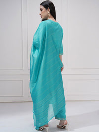 Vishudh Floral Woven Design Notch Neck Jacquard Straight Kurta With Trouser And Dupatta