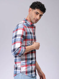 The Indian Garage Co Men Spread Collar Tartan Checked Cotton Slim Fit Casual Shirt