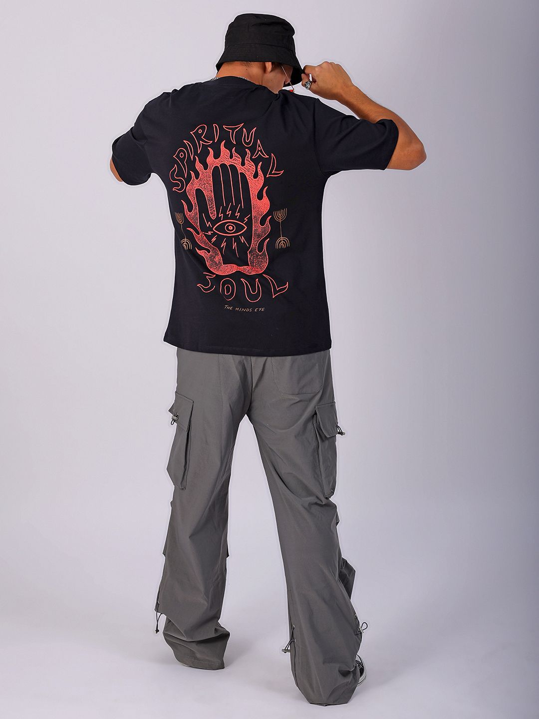 The Indian Garage Co Men Back Printed Boxy Oversized Round Neck T-shirt