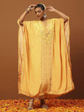 Rumah Chikankari Wanita Krep Kuning Chikankari Sulam Kurta