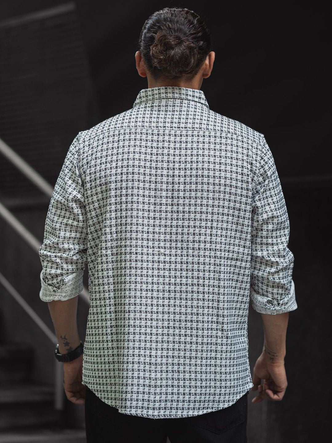 Powerlook Men Spread Collar Tartan Checked Cotton Casual Shirt