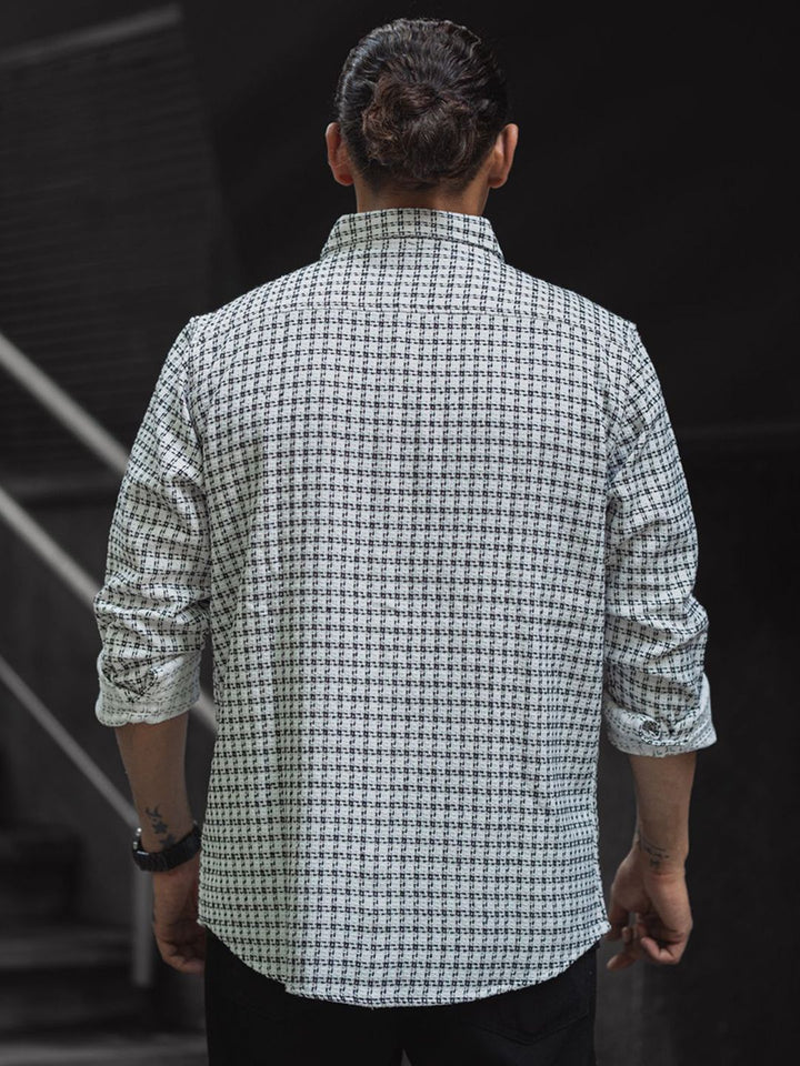 Powerlook Men Spread Collar Tartan Checked Cotton Casual Shirt