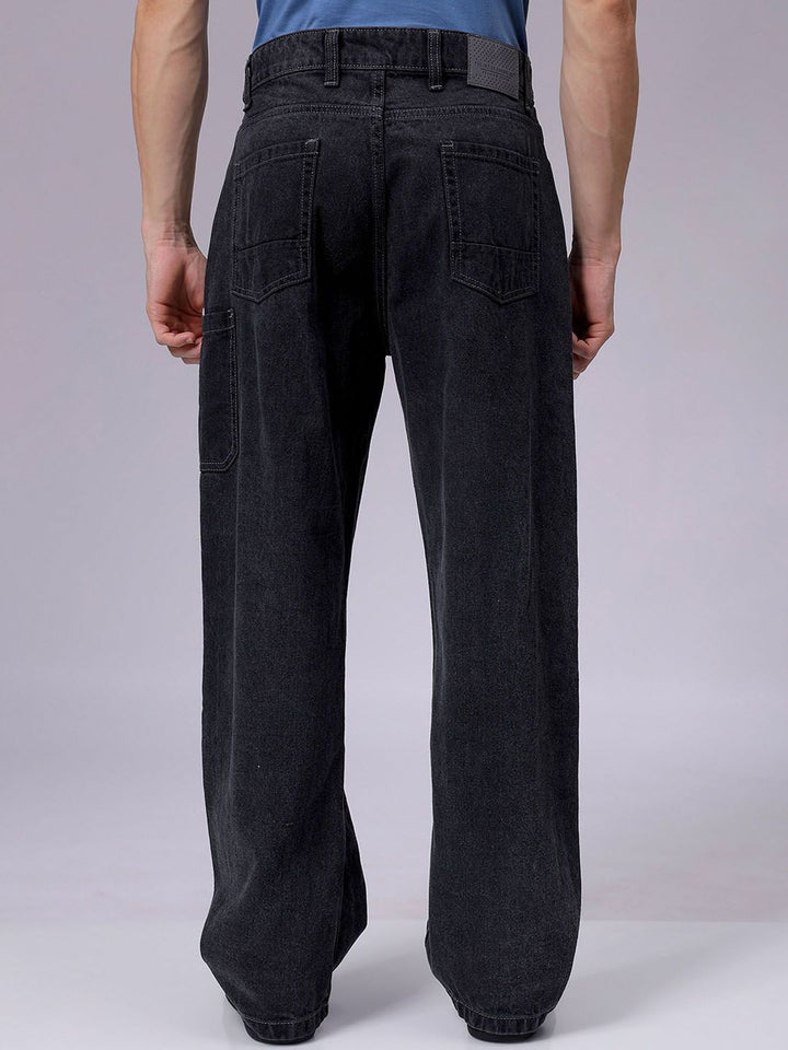 The Indian Garage Co Men Pure Cotton Baggy Fit Mid-Rise Cargo Jeans