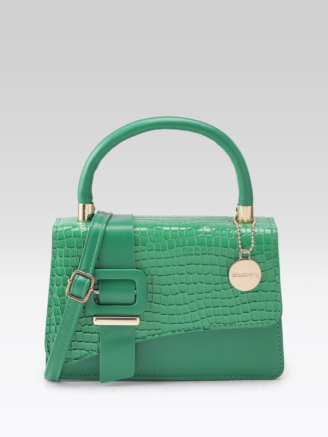 DressBerry Croc Textured Structured Satchel Bag