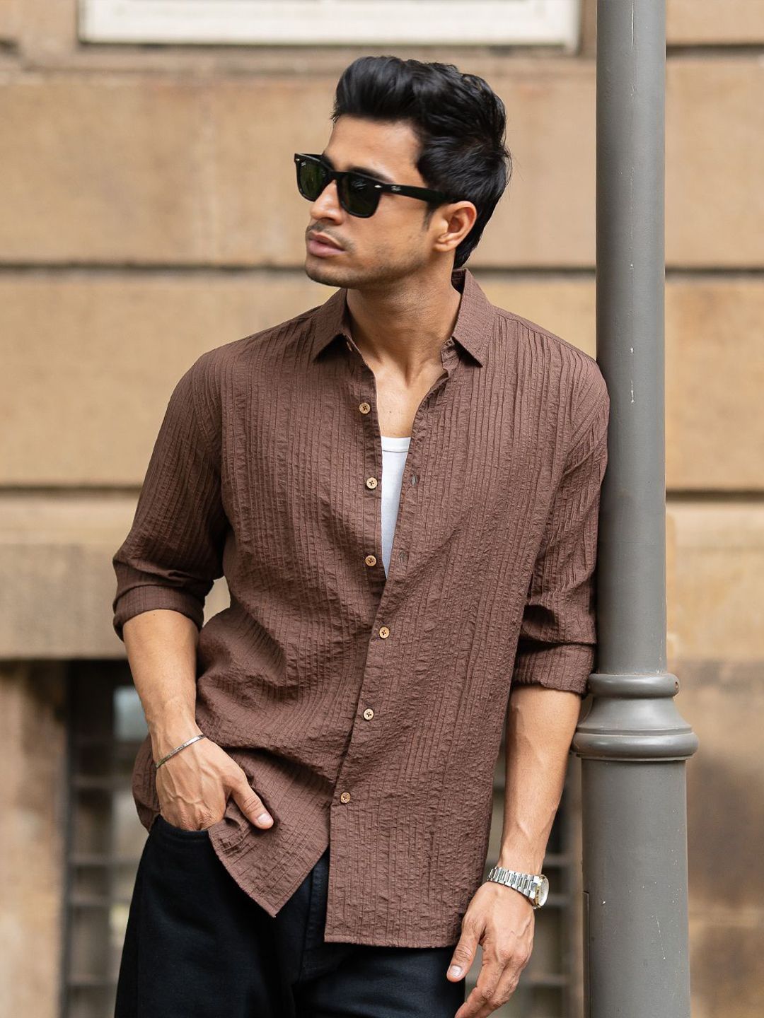 Powerlook Men Tartan Checks Checked Spread Collar Casual Shirt