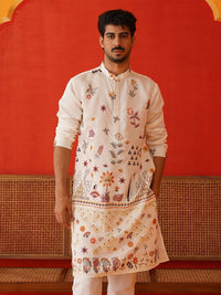 Jompers Floral bersulam Chikankari Straight Kurta