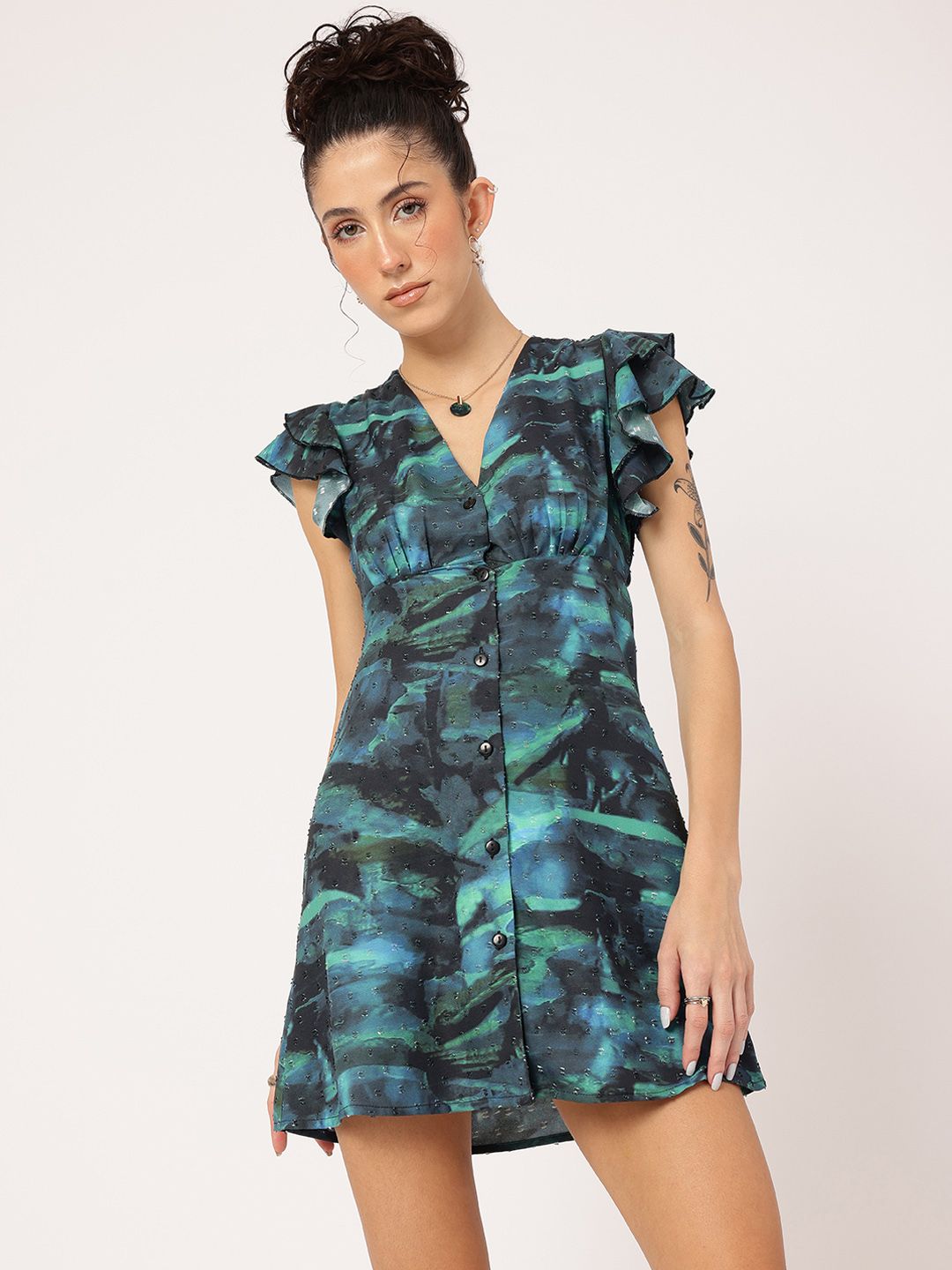 DressBerry Cyber Chic Dobby Weave Styled Back Sheath Mini Dress