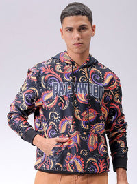 The Indian Garage Co Men Abstract Printed Hooded Sweatshirt