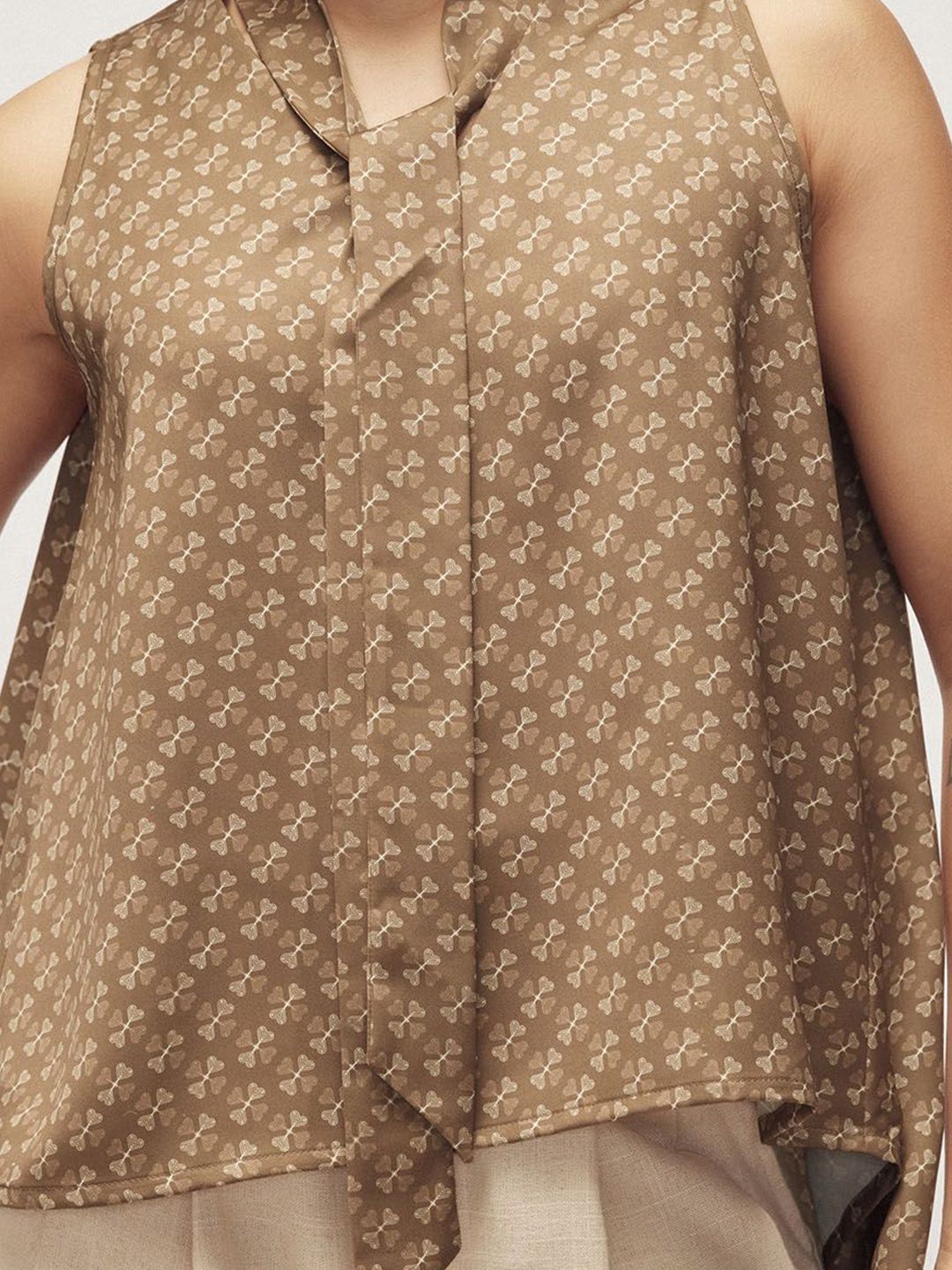 The Label Life Women Coffee Key Monogram Neck Tie Top