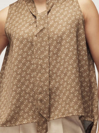 The Label Life Women Coffee Key Monogram Neck Tie Top