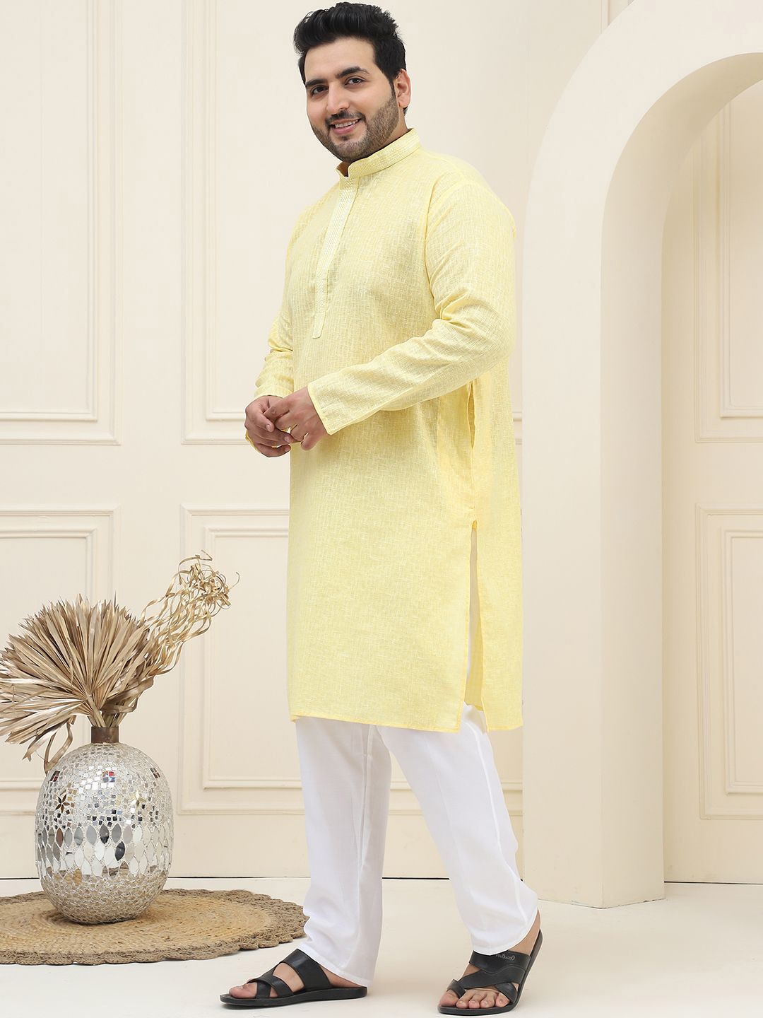 SOJANYA PLUS Checked Woven Design Pure Cotton Straight Kurta With Pyjama