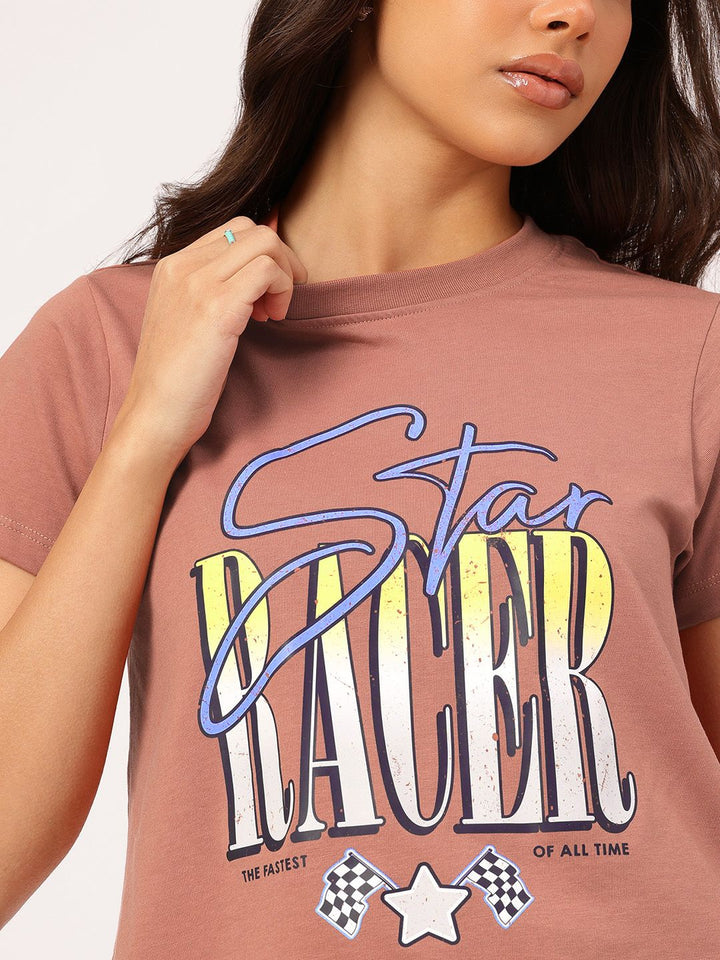 DressBerry Vintage Racer Printed Crop T-shirt