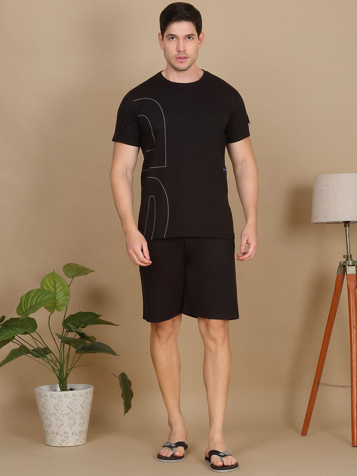 Impian manis dicetak t-shirt leher bulat dengan seluar pendek co-ords