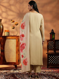 Libas Women Floral Embroidered Regular Thread Work Kurta with Trousers & With Dupatta